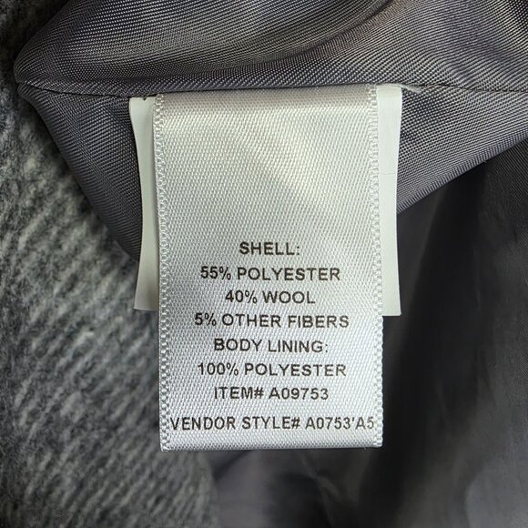 Womens Appleseeds Gray Wool Blend Overcoat Button Front & Pockets Lined Size L - Picture 5 of 9